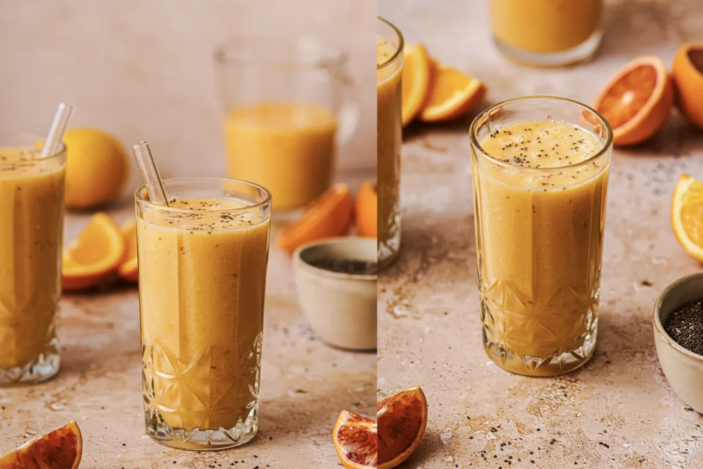 Gesunder Orangen-Apfel-Smoothie – Vitamine und Energie für einen frischen Start ins neue Jahr.