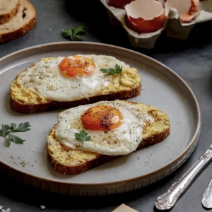 Spiegelei-Brot mit cremigem Eier-Aufstrich, perfekt für Frühstück oder Abendessen – ein schnelles, leckeres Rezept mit frischen Zutaten und knusprigem Brot.